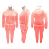 Autumn And Winter New Solid Color Hooded Casual Two-piece Set