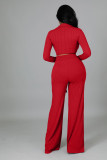 Fashion Solid Color Deep V Bootcut Trousers Two-piece Set