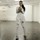 New Fashionable Autumn And Winter Ripped Long-sleeved Back Lace-up Jumpsuit