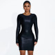 Fashionable And Highly Elastic New Round Neck Tight Hip Dress