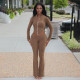 Solid Color Zipper Splicing Irregular Top Tight Bootcut Pants Two-piece Set