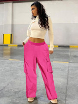 Solid Color Loose Drawstring Casual Sports Overalls