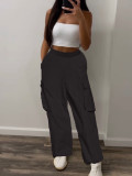 Solid Color Loose Drawstring Casual Sports Overalls