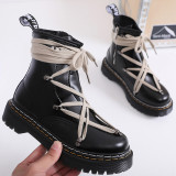 Double Line RO Cross Strap Motorcycle Martin Boots