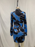 New Fashion Printed Lapel Dress