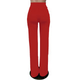 New Solid Color Fashion Zipper Straight Trousers