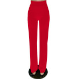 New Solid Color Fashion Zipper Straight Trousers
