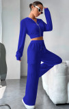 Fashionable Straight Hooded Solid Color Two-piece Set