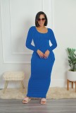 Fashion Solid Color Long Sleeve Bodycon Dress