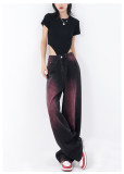 Casual Loose Floor-length Washed Vintage Jeans