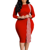 Fashionable Hip Cover Round Neck Pencil Dress