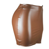 Sexy PU  Zpper Leather Skirt