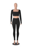 Autumn And Winter Fashionable Sports Square Collar Yoga Two-piece Set