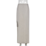 Popular Lrregular Skirt With Lace-up Pockets
