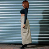 Popular Lrregular Skirt With Lace-up Pockets