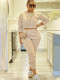 Solid Color Hooded Pocket Drawstring Two-Piece Set