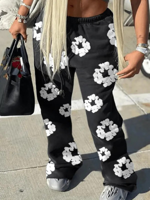 Autumn And Winter Plus Size Women's Printed Trousers