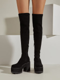 Stylish Stretch Platform-soled Over-the-knee Boots