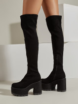 Stylish Stretch Platform-soled Over-the-knee Boots