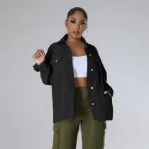 Autumn and Winter Corduroy Pocket Button Jacket