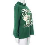 Fashionable Letter Print Hooded Long-sleeved Loose Sweatshirt