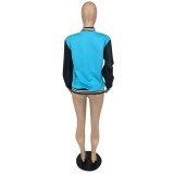 Fashionable Color Block Leather Sleeve Baseball Jersey For Autumn And Winter