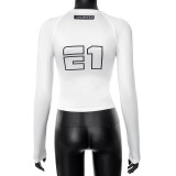 Trendy Motorcycle Style Letter Print Crew Neck Top