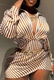 Plus Size Sexy Striped Shirt Dress