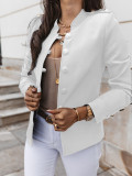Solid Color Slim Fit Buttoned Long Sleeve Short Coat