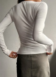 New Buttoned Ribbed Slim Fit Knitted Top