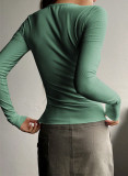New Buttoned Ribbed Slim Fit Knitted Top