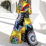 Stylish Printed Lapel Shirt Dress