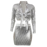 Offset Printed Sequin Women's Skirt Two-piece Set