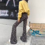 Fashionable High-waisted Slim Fit Floor-length Bootcut Pants