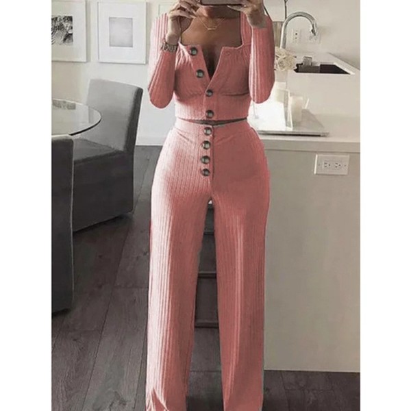 Sexy Cardigan Long Sleeve Buttoned Casual Suit
