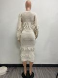 Sexy Knitted Handhook Tassel Dress