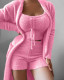 Casual Plush Lace-up Three-piece Pajamas Set