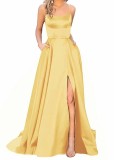 Solid Color Fashionable Bridesmaids Evening Dress