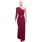 Sexy Elegant Solid Color One Shoulder Dress