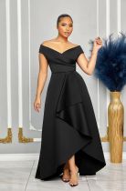Sexy Slim Solid Color One Shoulder Sleeveless Dress