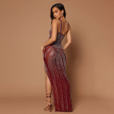 Sexy Slant Shoulder See-through Rhinestone Hip Dress