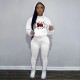 Trendy Printed Hooded Sweatshirt Plus Fleece Two-piece Set