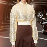 Fashionable Sequined Short Thick Coat