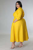 Solid Color Plus Size Long Sleeve Shirt Dress