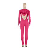 Sexy Hooded Slim Fit Nightclub Style Hollow Jumpsuit