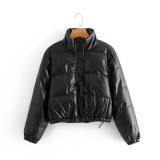 Casual Imitation Leather Cotton Jacket