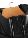 Casual Imitation Leather Cotton Jacket