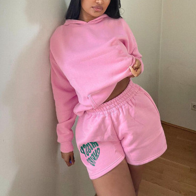 New Fashionable Sports Hooded Sweatshirt Two-piece Set