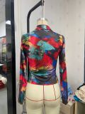 Fashionable and Sexy Colorful Long Sleeve Button Deep V Hot Girl Top