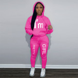 Hoodie Casual Printed Sports Two-piece Set